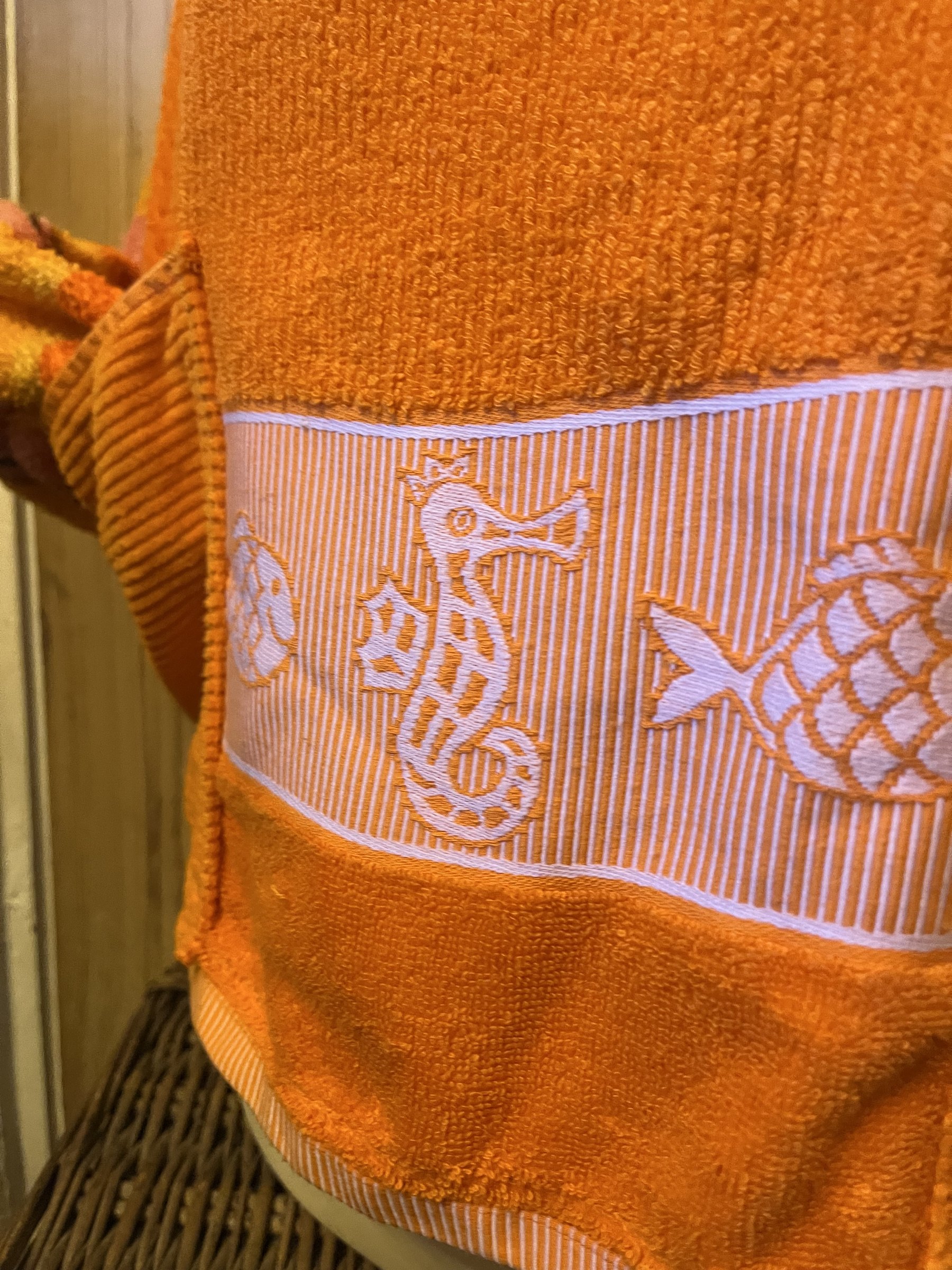 orange sea horse smock