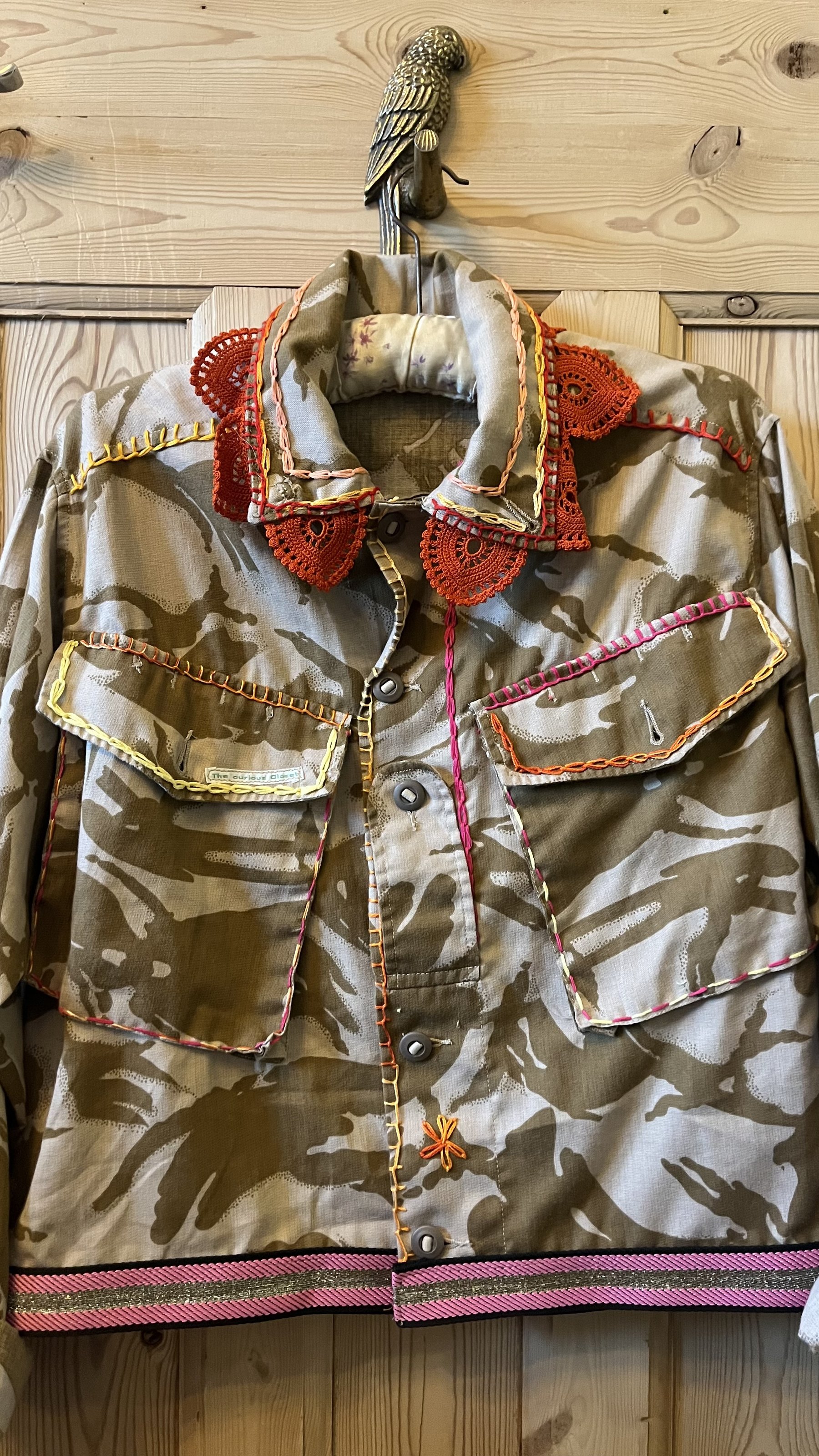 Hand embroidered camo