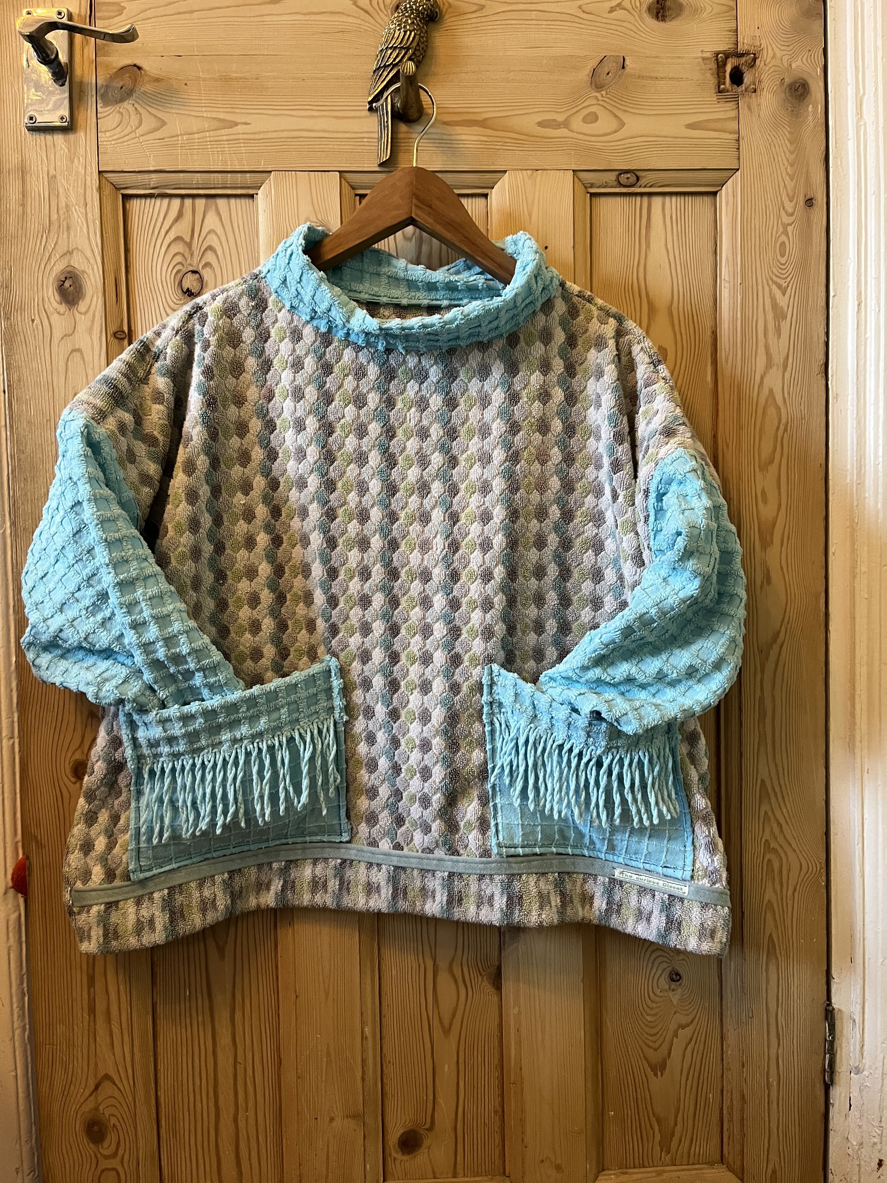 Baby blue candle wick and towelling fishing smock