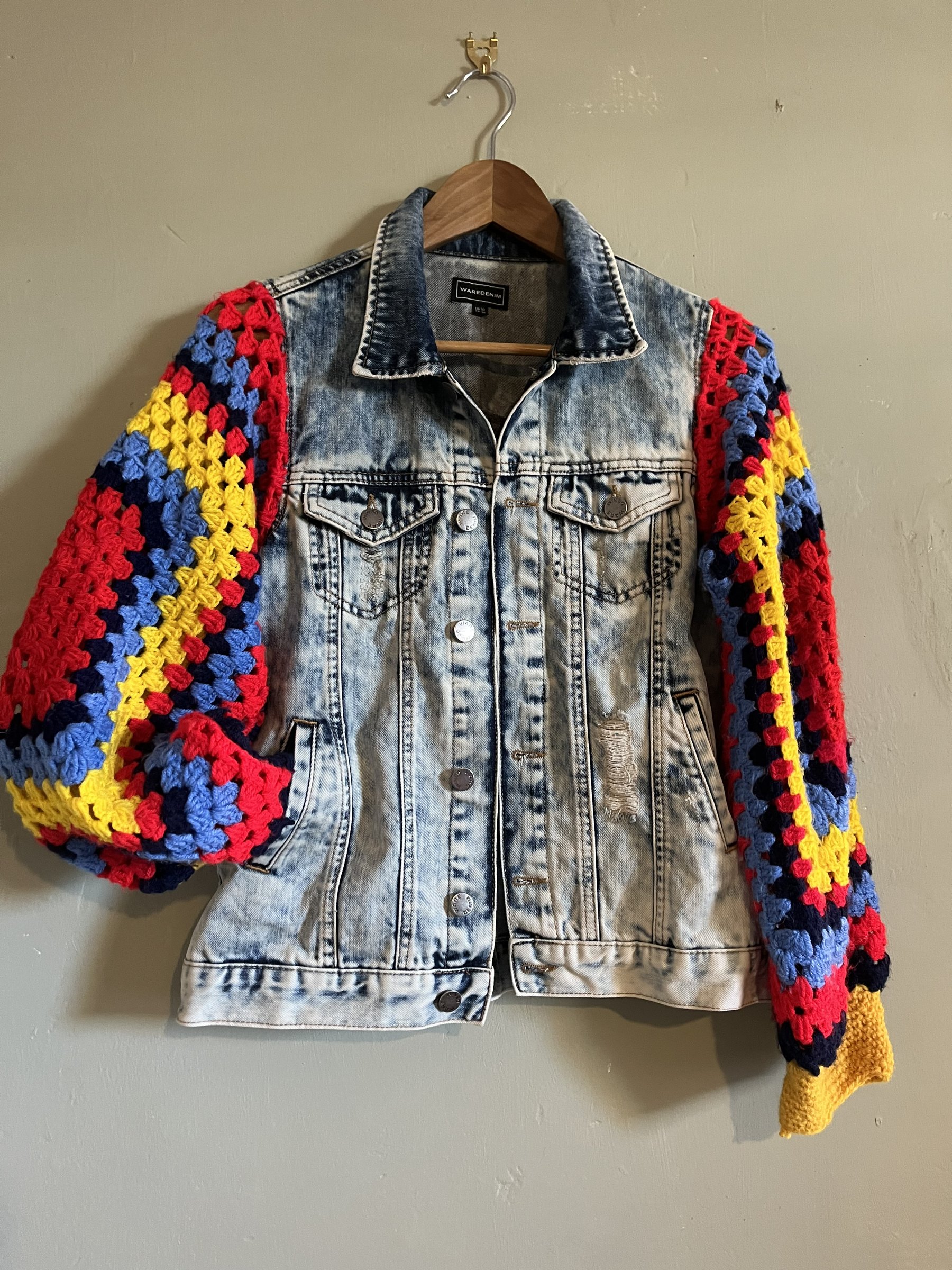 Denim and crochet jacket