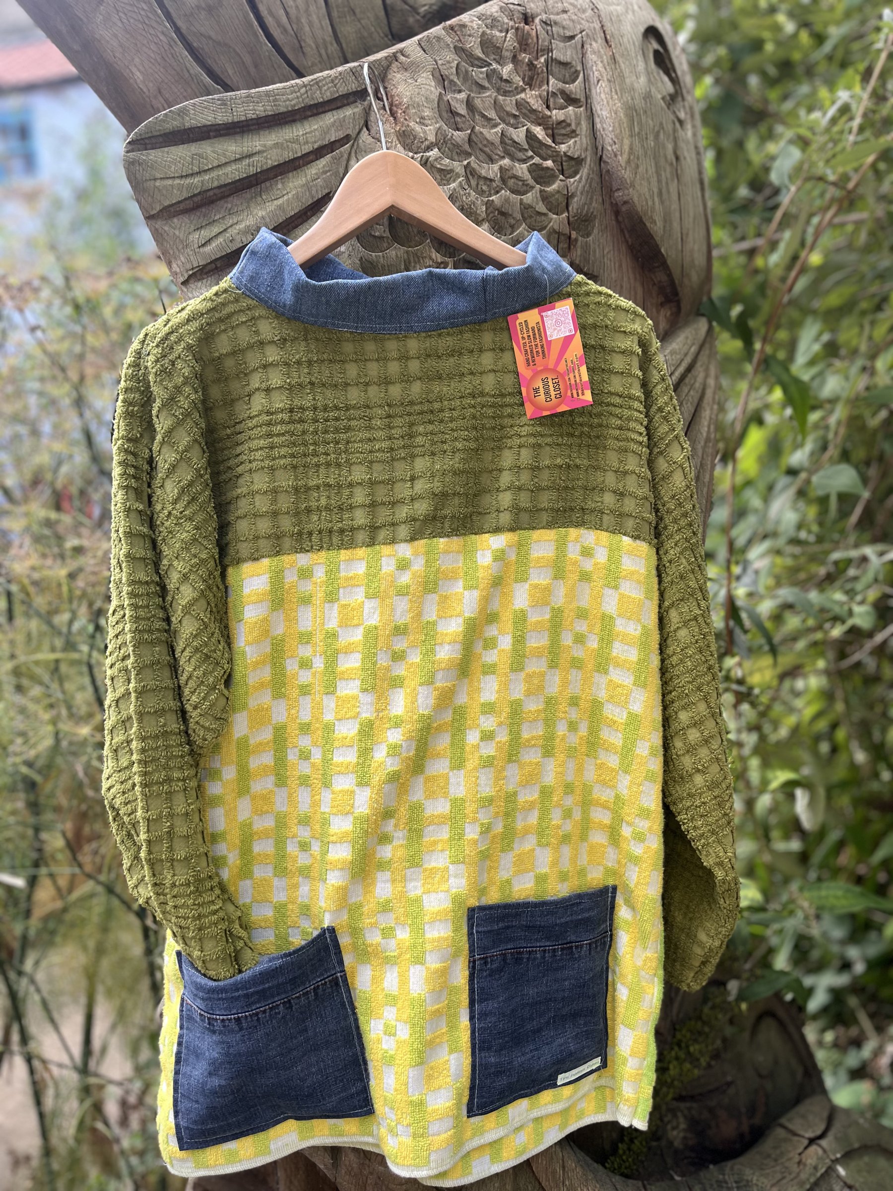 Khaki candle wick with check towel
